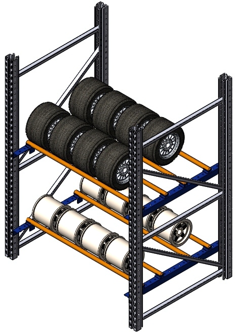 Чертеж стеллажа для хранения шин